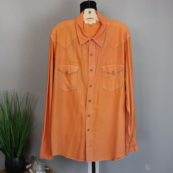 Vintage Ryan Michael Western Men's Shirt Silk Blend Size XL - Picture 1 of 4